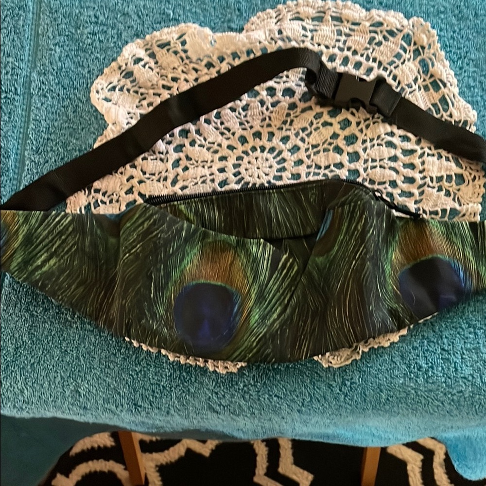 Peacock Feather Print Waist Bag